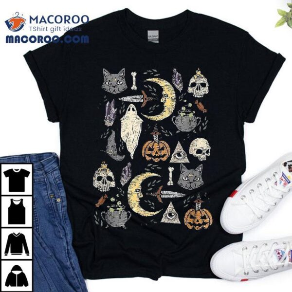 Horror Pumpkin And Skull Halloween Costume Shirt