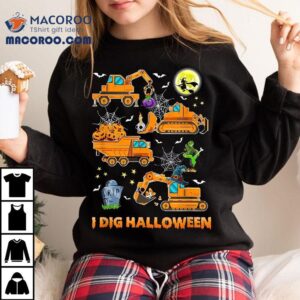 I Dig Halloween Construction Vehicle Pumpkin Crane Truck Kid Shirt