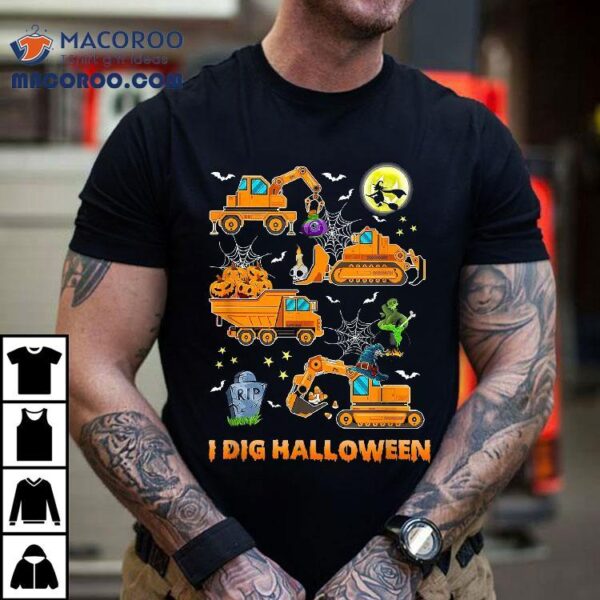 I Dig Halloween Construction Vehicle Pumpkin Crane Truck Kid Shirt