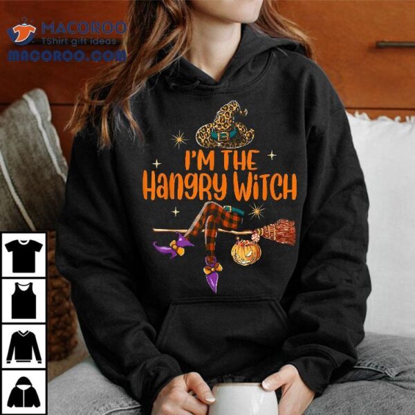 Leopard And Buffalo Plaid I’m The Hungry Witch Halloween Shirt