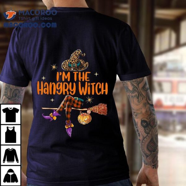 Leopard And Buffalo Plaid I’m The Hungry Witch Halloween Shirt