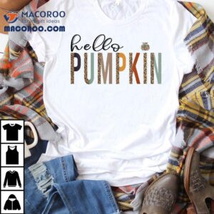 Leopard Pumpkin Hello Graphic Fall Halloween Costume Shirt