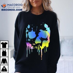 Melting Skull Rainbow Art Graphic Halloween Shirt