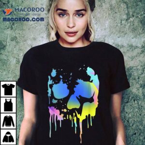 Melting Skull Rainbow Art Graphic Halloween Tshirt