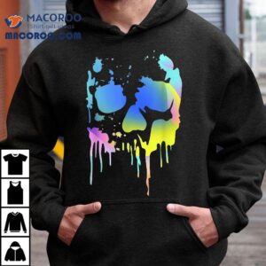 Melting Skull Rainbow Art Graphic Halloween Tshirt