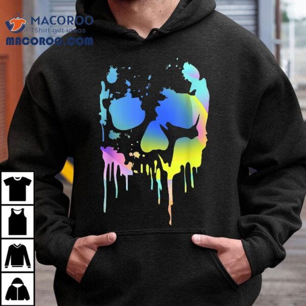 Melting Skull Rainbow Art Graphic Halloween Shirt