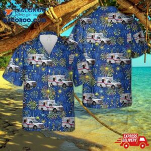 Nassau County Police Ems, County, New York With Firework Hawaiian Shirt