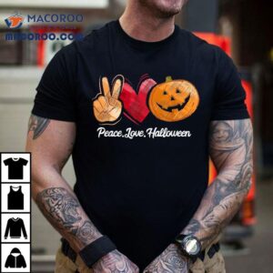 Peace Love Halloween Pumpkin Face Tshirt