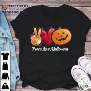 Peace Love Halloween Pumpkin Face Tshirt