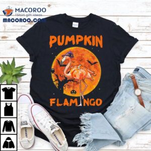 Pumpkin Flamingo Tshirt Halloween Costume Gift Shirt