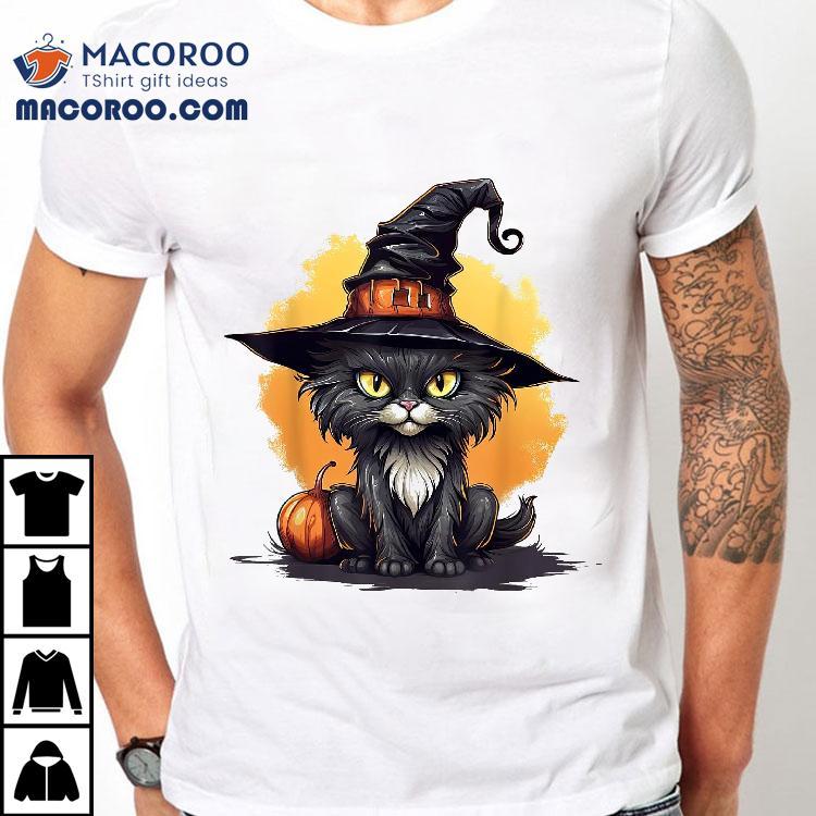 Scary Black Cat Witch Hat Pumpkin Halloween Costume Shirt Scary Black Cat Witch Hat Pumpkin Halloween Costume Shirt