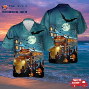 School Bus Halloween Hawaiian Shirt