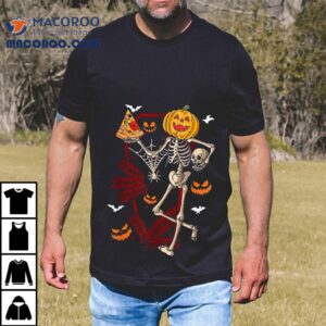 Skeleton Eating Pizza Costume Foodie Halloween Pumpkin Shirt