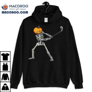 Skeleton Golf Halloween Pumpkin Golfing Golfer Shirt