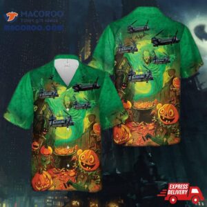 Us Army Boeing Mh-47g Chinook Halloween Hawaiian Shirt