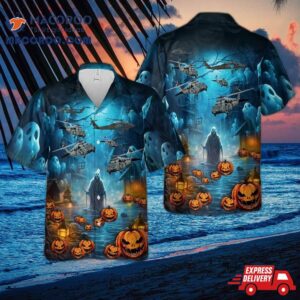 Us Army Sikorsky Uh-60 Black Hawk Halloween Hawaiian Shirt