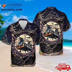 Us Marine Corps Ch-46 Sea Knight Halloween Hawaiian Shirt