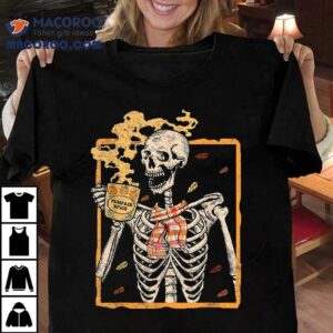 Vintage Halloween Skeleton Pumpkin Spice Latte Syrup Creamer Tshirt