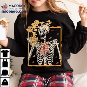 Vintage Halloween Skeleton Pumpkin Spice Latte Syrup Creamer Tshirt