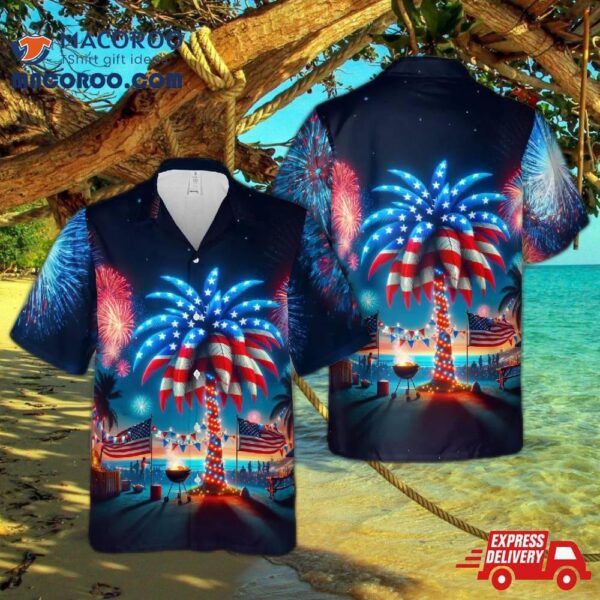 4th Of July Palm Tree Hawaiian Shirt