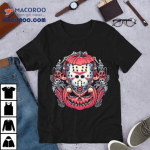 A Cute Jason Voorhees In A Jack-o-lantern Halloween Shirt