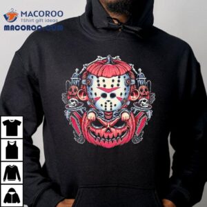 A Cute Jason Voorhees In A Jack-o-lantern Halloween Shirt