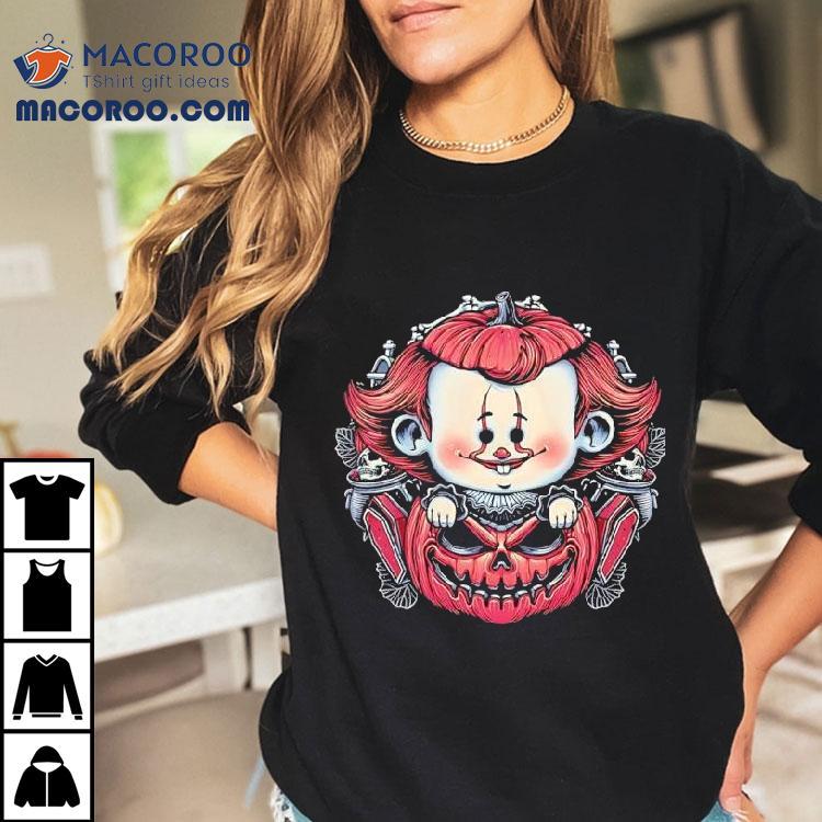 A Cute Pennywise In A Jack-o-lantern Halloween Shirt A Cute Pennywise In A Jack-o-lantern Halloween Shirt