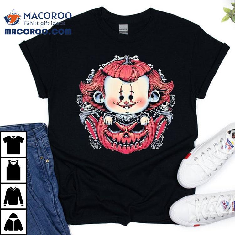 A Cute Pennywise In A Jack-o-lantern Halloween Shirt A Cute Pennywise In A Jack-o-lantern Halloween Shirt