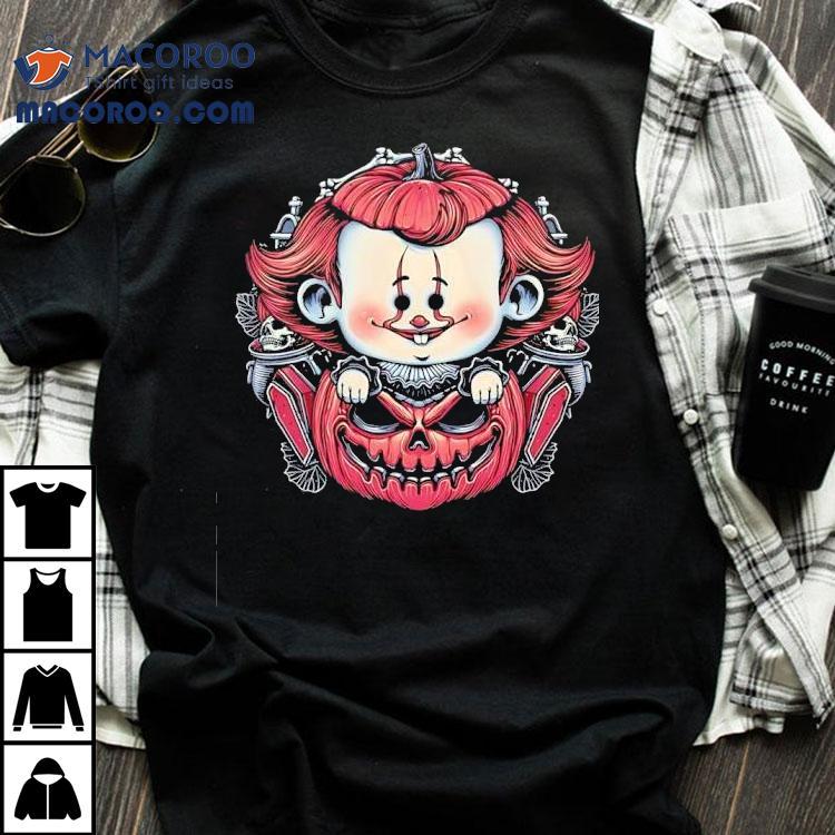 A Cute Pennywise In A Jack-o-lantern Halloween Shirt A Cute Pennywise In A Jack-o-lantern Halloween Shirt