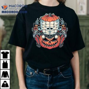 A Cute Pinhead In A Jack-o-lantern Halloween Shirt
