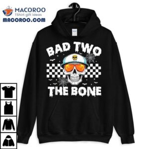 Bad To The Bone Skeleton Halloween Two Birthday Toddler Kids Shirt