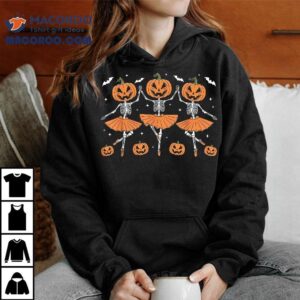 Ballet Pumpkin Halloween Skeleton Dancer Teacher Girls Tshirt