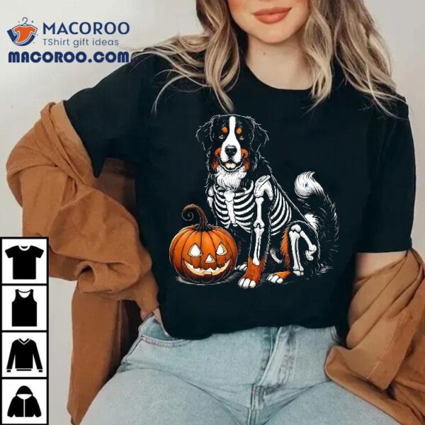 Bernese Mountain Dog Skeleton Jack O Lantern Funny Halloween Shirt