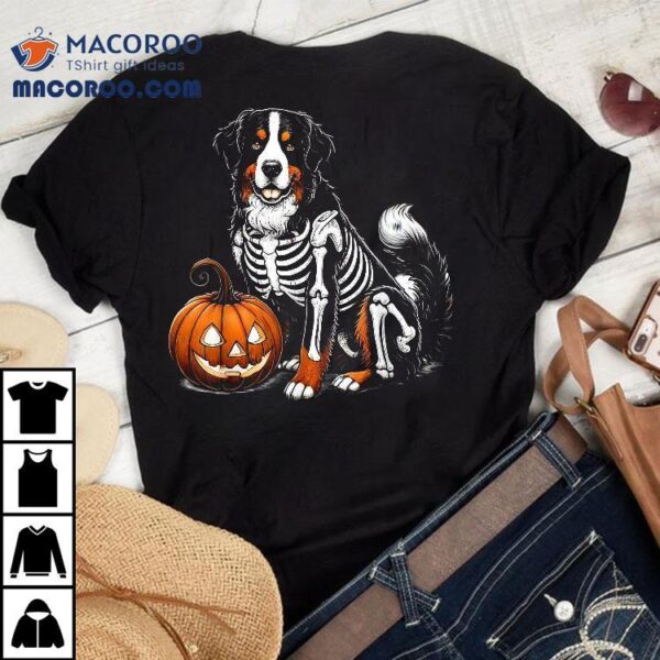 Bernese Mountain Dog Skeleton Jack O Lantern Funny Halloween Shirt