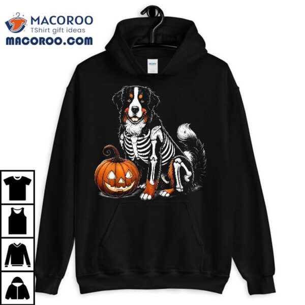 Bernese Mountain Dog Skeleton Jack O Lantern Funny Halloween Shirt