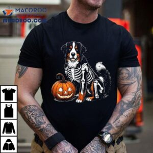 Bernese Mountain Dog Skeleton Jack O Lantern Funny Halloween Tshirt