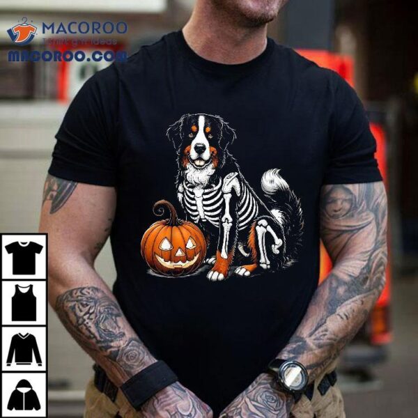 Bernese Mountain Dog Skeleton Jack O Lantern Funny Halloween Shirt