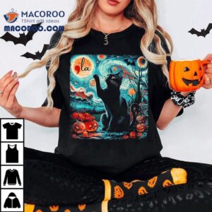 Black Cat Comma La Kamala Harris Halloween Starry Nigh Tshirt