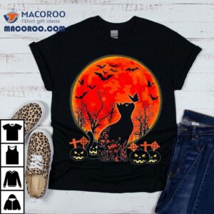 Black Cat Halloween Pumpkin Moon Spooy Tshirt