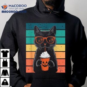 Black Cat Hipster Trick Or Treat Funny Halloween Tshirt