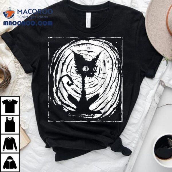 Black Cat Lazy Halloween Costume Scary Creepy Shirt