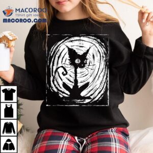 Black Cat Lazy Halloween Costume Scary Creepy Tshirt