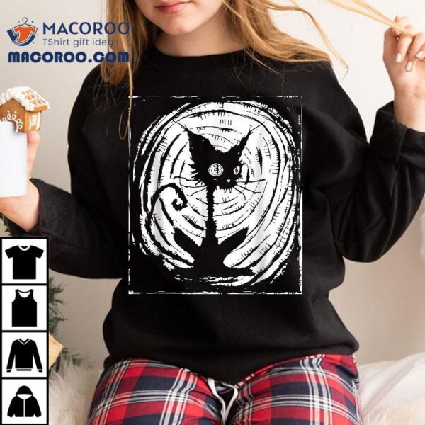 Black Cat Lazy Halloween Costume Scary Creepy Shirt