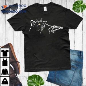 Black Cat Skeleton Hand Boop Halloween Pet Girls Kids Shirt