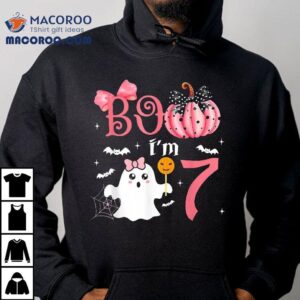 Boo I’m Seven Ghost Seventh 7th Birthday Halloween Girls Shirt