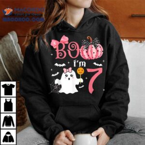 Boo I’m Seven Ghost Seventh 7th Birthday Halloween Girls Shirt