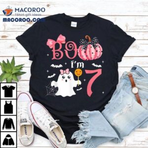Boo I M Seven Ghost Seventh Th Birthday Halloween Girls Tshirt