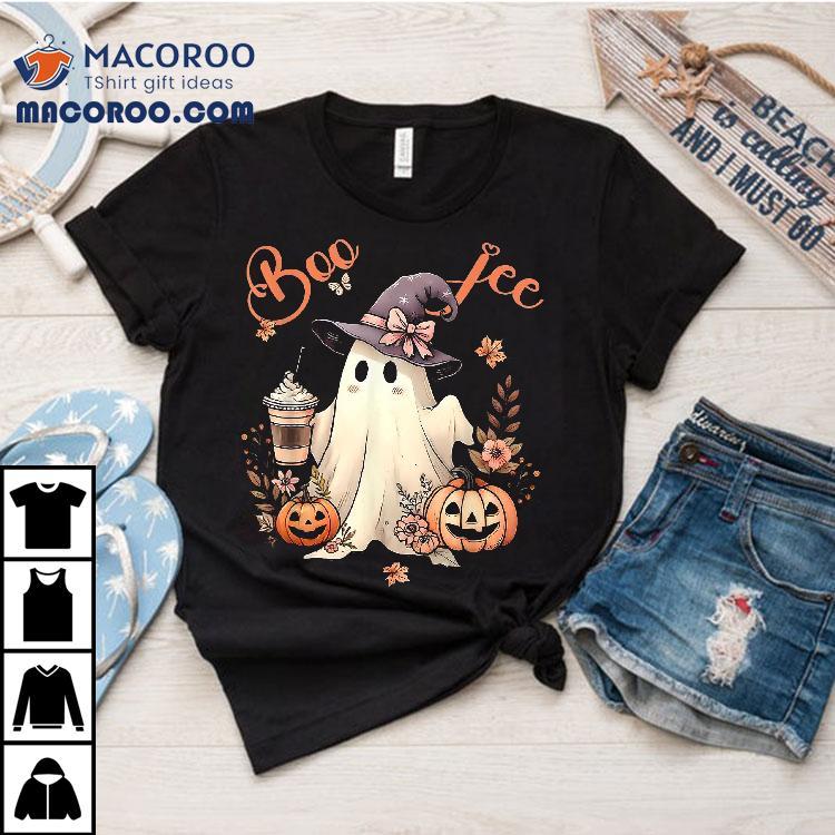 Boo Jee Ghost Drinking Coffee Coquette Bow Halloween Shirt Boo Jee Ghost Drinking Coffee Coquette Bow Halloween Shirt