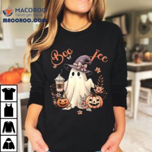 Boo Jee Ghost Drinking Coffee Coquette Bow Halloween Shirt 2 Boo Jee Ghost Drinking Coffee Coquette Bow Halloween Tshirt