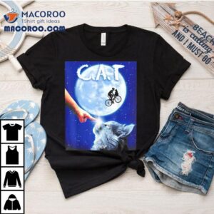 Boop The Cat Nose Is Riding Bicycle On Moon Tshirt